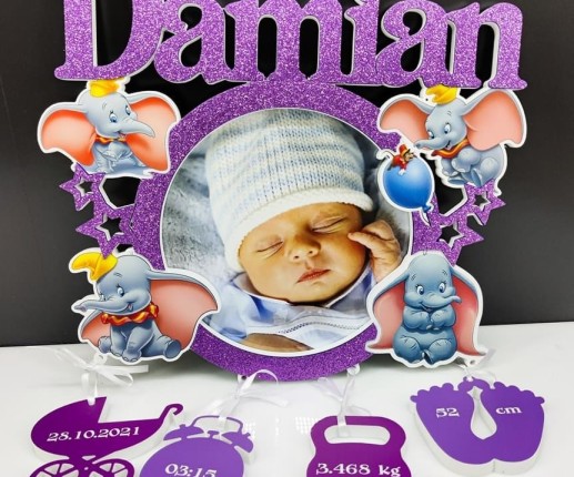 Rama foto rotundă cu Elefănțelul Dumbo image 3