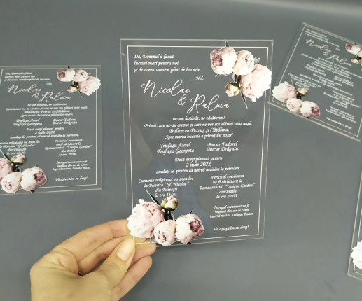 Invitatii pentru nunta cu bujori image 3