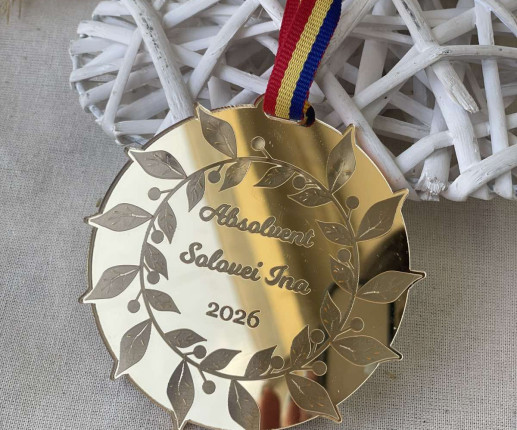 Medalii din acril auriu cu frunze 4