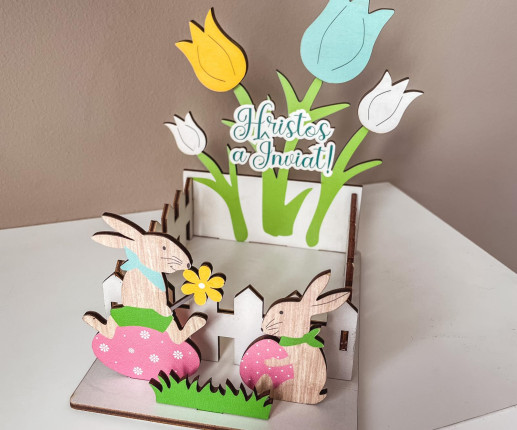 Cosulet din lemn cu tematica pascala