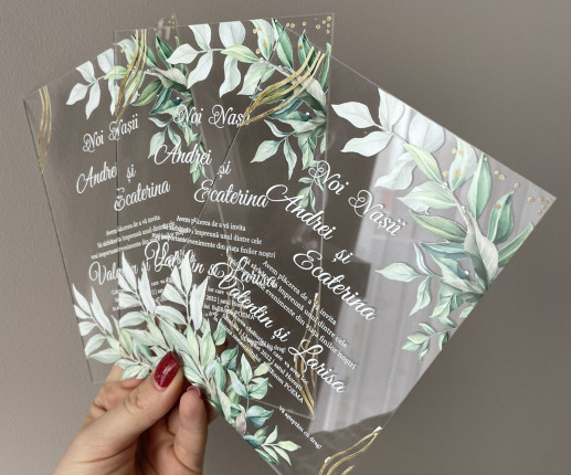Invitatii pentru nunta cu frunze