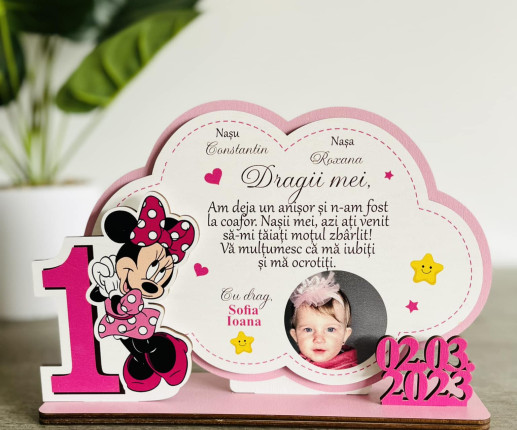 Trofeu personalizat din fanera cu Minnie Mouse