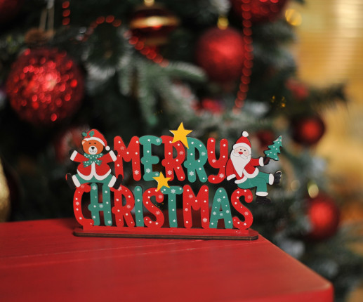 Decor cu suport pentru masa din lemn Merry Christmas
