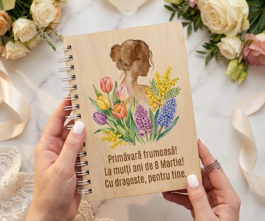 Carnet din lemn cu fată