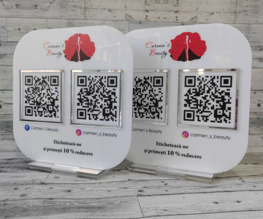 Display / Placi QR-cod din acril alb cu aplicarea elementelor de acril image 2
