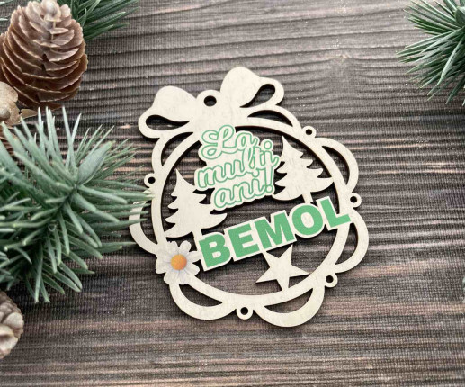 Ornament Craciun din placaj cu logoul companie 3