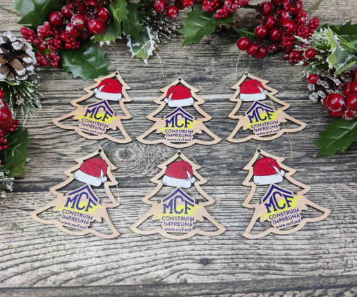 Ornament Craciun din placaj cu logoul companie 5 image 2