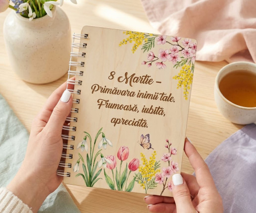 Деревянный блокнот с цветами 3 image 1