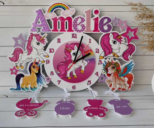 Именные детские  часы - Пони
