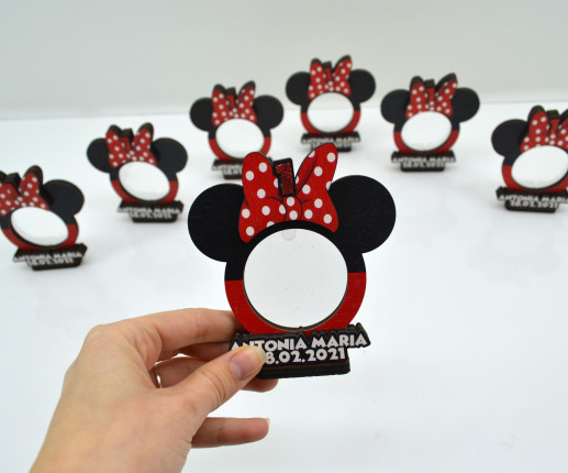 Mărturii magneți personalizate pentru botez Minnie mouse 4