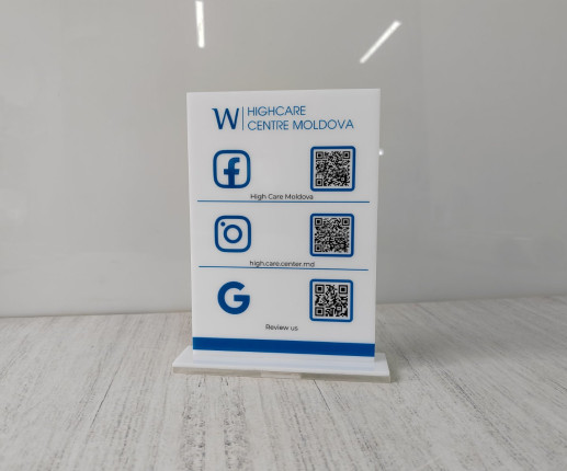 Display / Placi QR-cod din acril alb 2