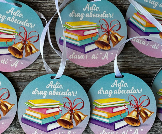 Medalii din lemn ,,Adio dragă Abecedar,, cu clopoțel image 4