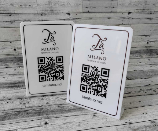 Display / Placi QR-cod din acril alb