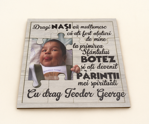 Invitații din lemn pentru nași puzzle 1