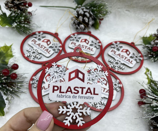 Ornament Craciun din placaj cu logoul companie 6 image 2