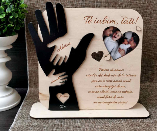 Trofeu pentru tată, soț , bunel cu  Te iubim ,Tati