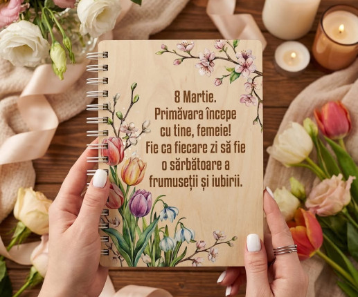 Деревянный блокнот с цветами image 1