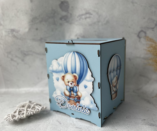 Cutie de dar pentru botez ursuleț pe balon 1 image 3