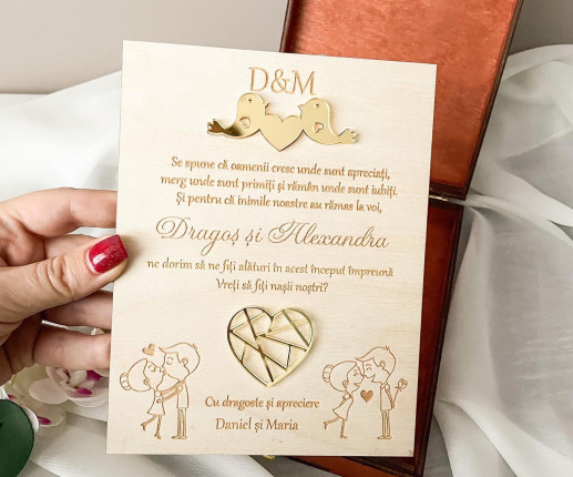 Invitatii pentru nunta din lemn cu cutie 1 image 3