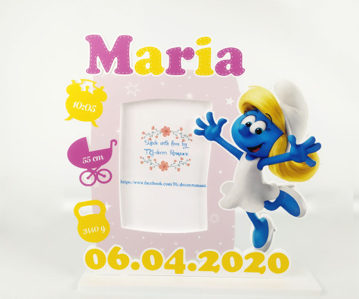 Rama foto pentru fetițe cu Smurfs