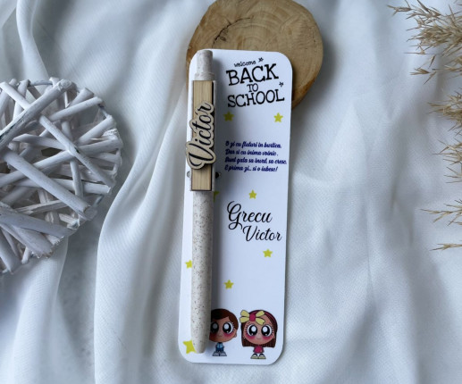 Set cu pix și semn de carte cu copii