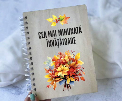 Carnet din lemn buchețelul de frunze