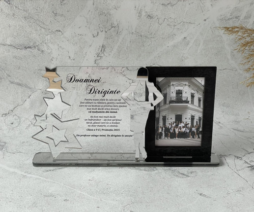 Trofeu personalizat cu Stele si rama argint