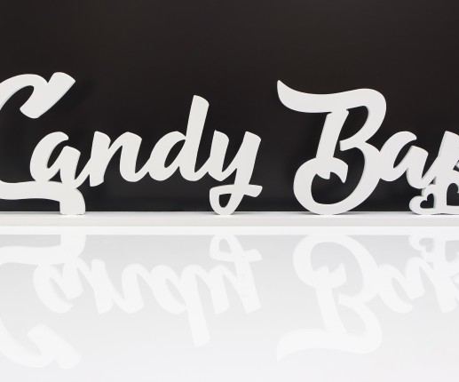 Надпись белого цвета на штативе "Candy Bar" из пластика image 2