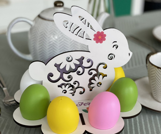 Suport  pentru ouă iepuraș alb