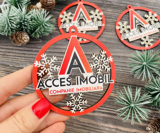 Ornament Craciun din placaj cu logoul companie 6