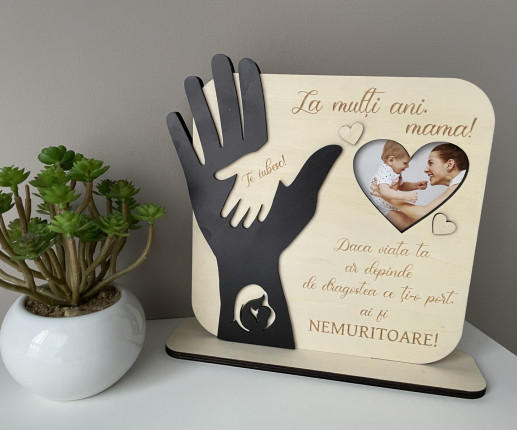 Trofeu din lemn la multi ani mama
