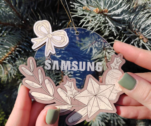 Ornament Craciun din placaj cu logoul companie 13