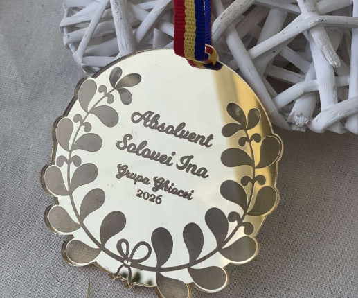 Medalii din acril auriu cu frunze 3