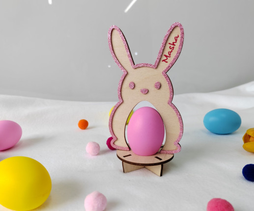 Suport din lemn pentru ouă iepuraș