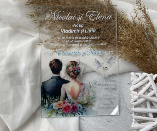 Invitatii pentru nunta cu mire si mireasa