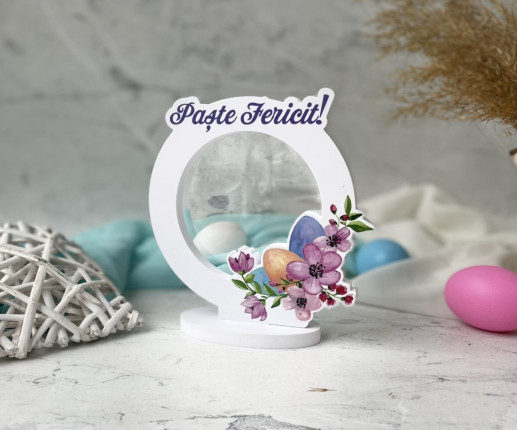 Ramă foto cu flori Paște Fericit cu flori si oua image 2