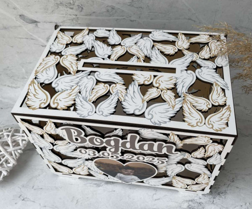 Cutie de dar pentru botez cu aripi image 2