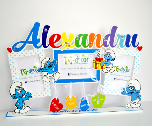 Rama foto cu stativ cu Smurfs