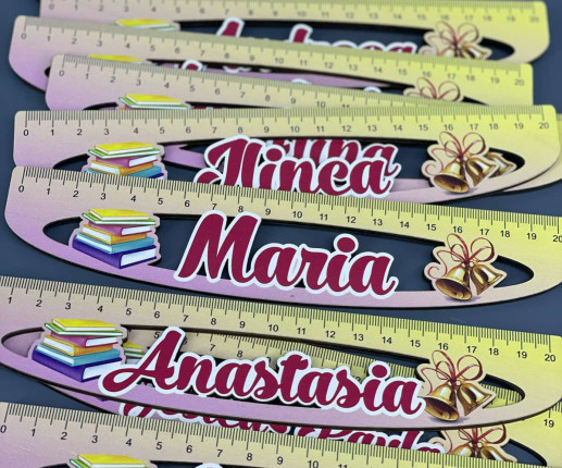 Riglă de lemn cu carte și clopoței image 3