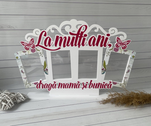 Rama foto cu fluturi roz