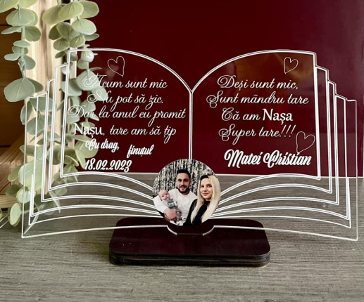 Trofeu personalizat Carte -Pentru nasii de botez