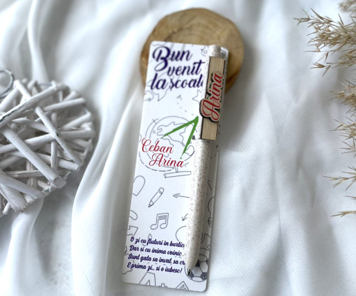 Set cu pix și semn de carte print scolar 1