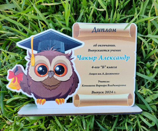 Diplomă din lemn  pentru absolvenții treptei primare