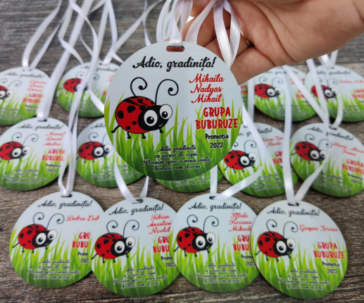 Medalii din lemn ,,Adio Gradiniță,, cu buburuză 3 image 3