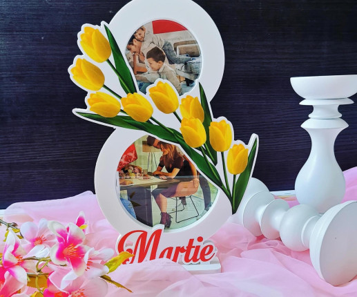 Rama foto in forma de cifra 8 cu lalele galbeni image 3