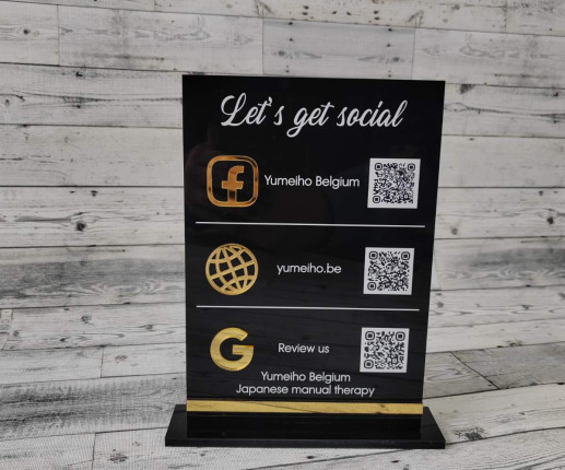 Display / Placi QR-cod din acril negru cu aplicarea elementelor de acril