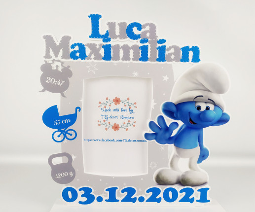 Rama foto personalizate pentru băieței cu Smurfs 1