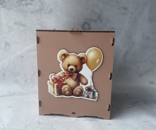 Cutie de dar pentru botez cu  Ursulet albastru