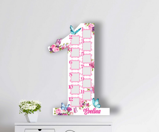 Rama foto pentru fetite cu fluturasi si flori