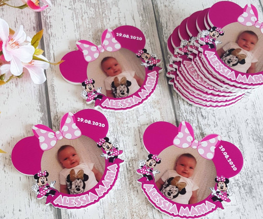 Mărturii magneți pentru botez Minnie mouse 3